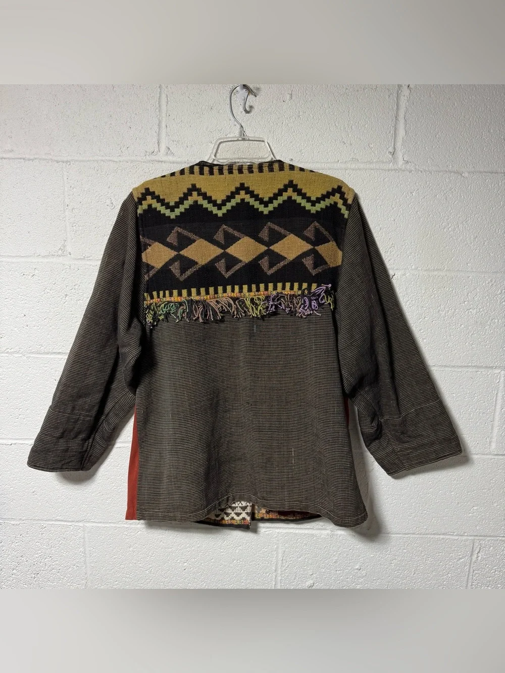 Vtg Passports Pier 1 Reversible Tapestry Jacket Boho Art To Wear Eclectic OS